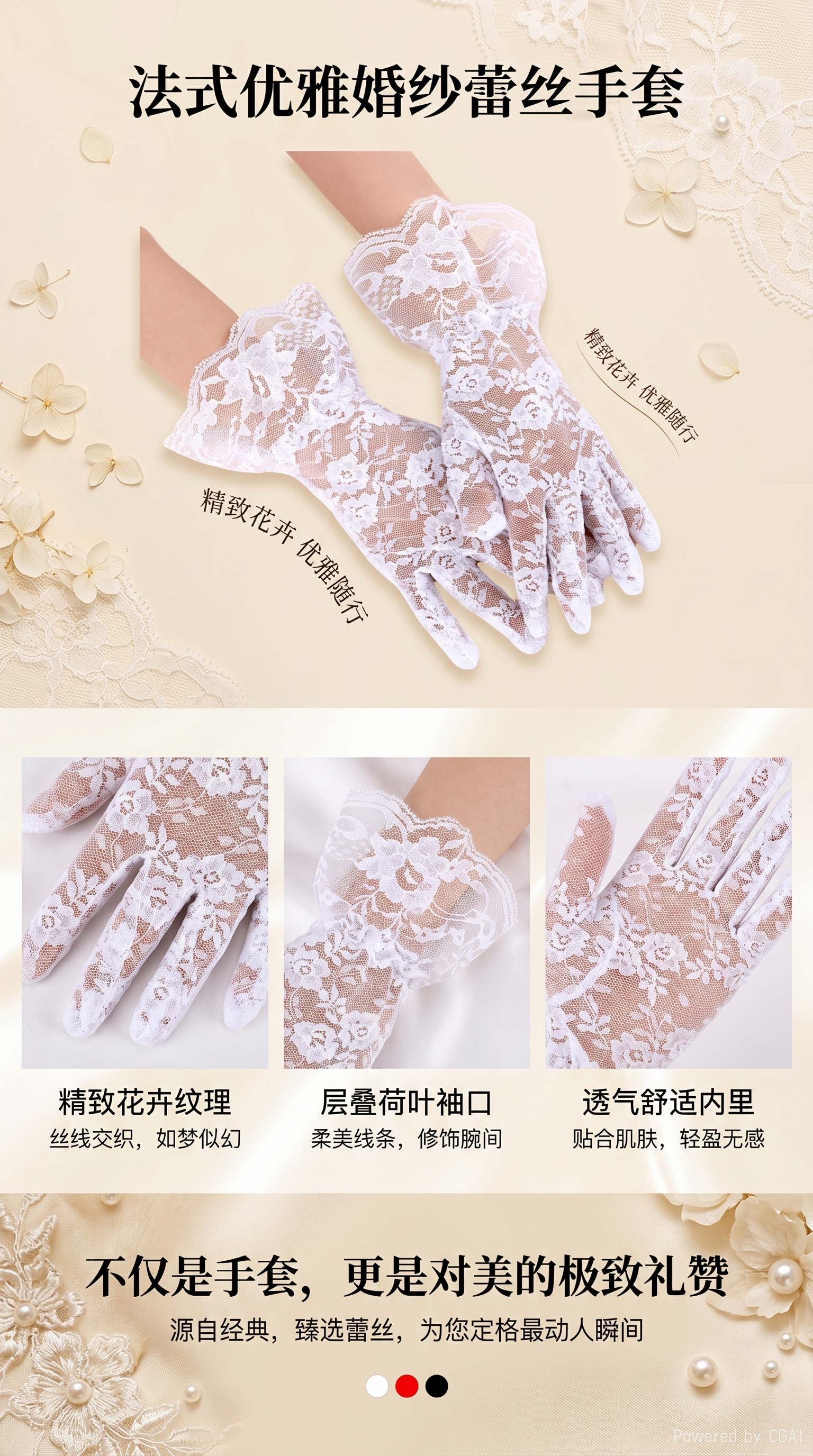 儿童手套蕾丝花边幼儿园学生演出可爱公主生日礼仪花童网纱手袖套详情1