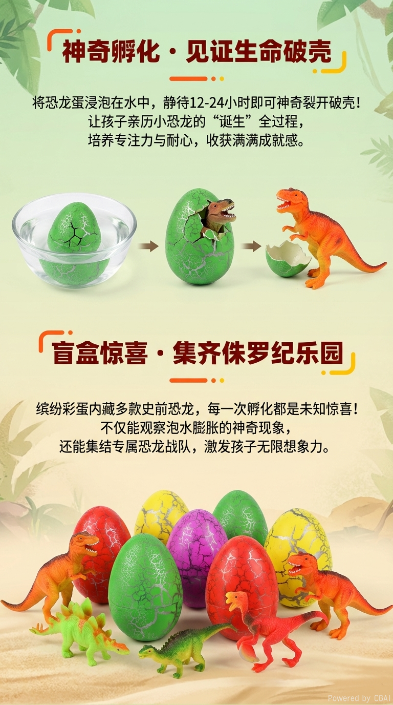 严选跨境大号彩色恐龙蛋膨胀玩具泡水变大孵化蛋地摊益智玩具详情2