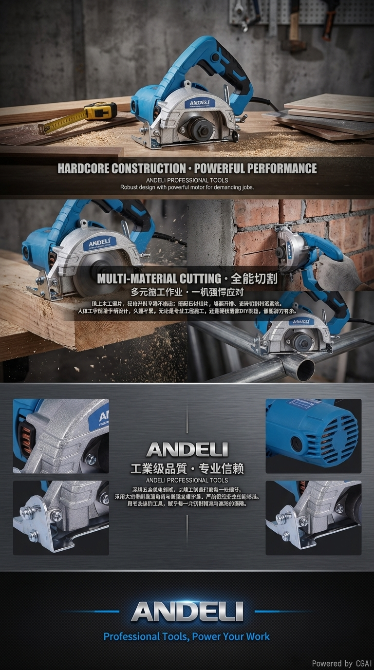 ANDELI ADL-6031 Professional marble machine, high-power stone cutting machine, tile and wood slotting and cutting machine pic 3