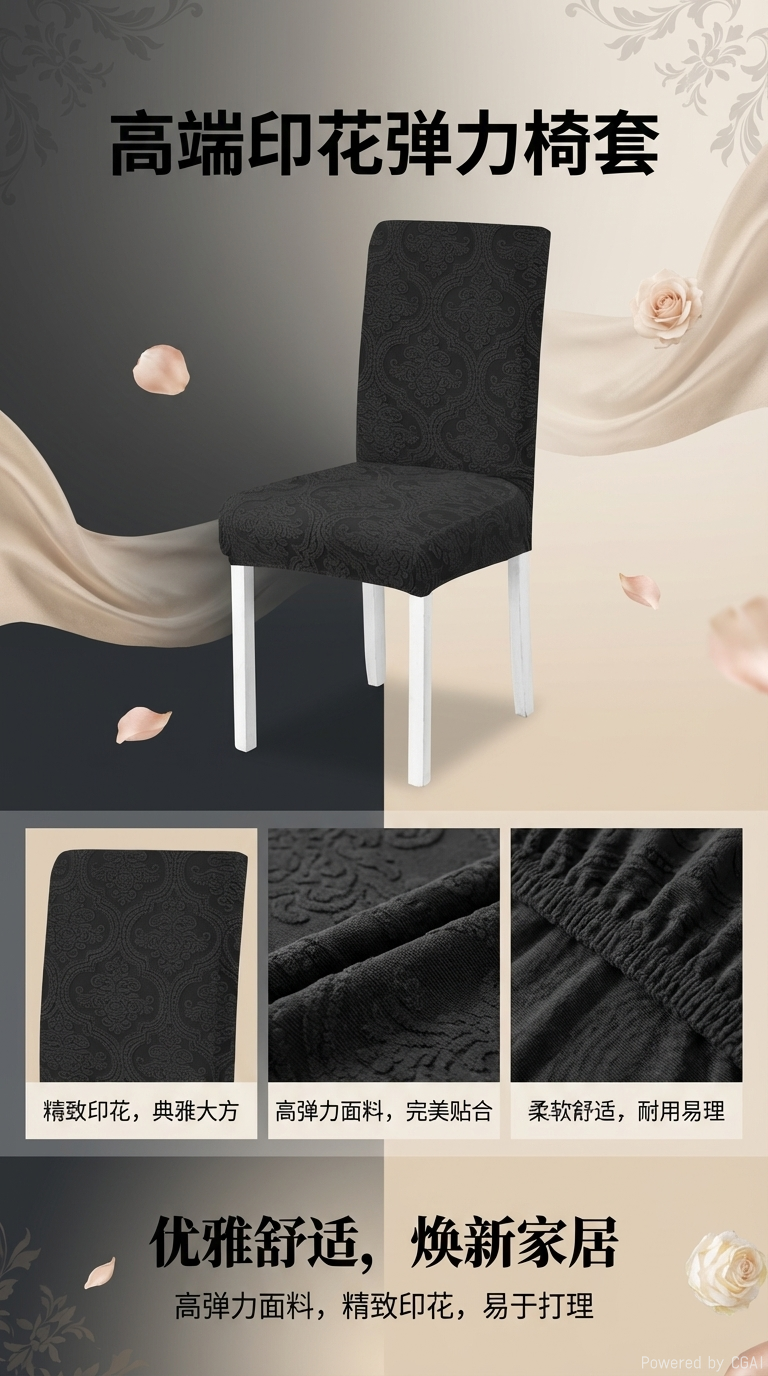 Scented candle print chair cover, hotel special chair cover, soft, breathable and antibacterial pic 1