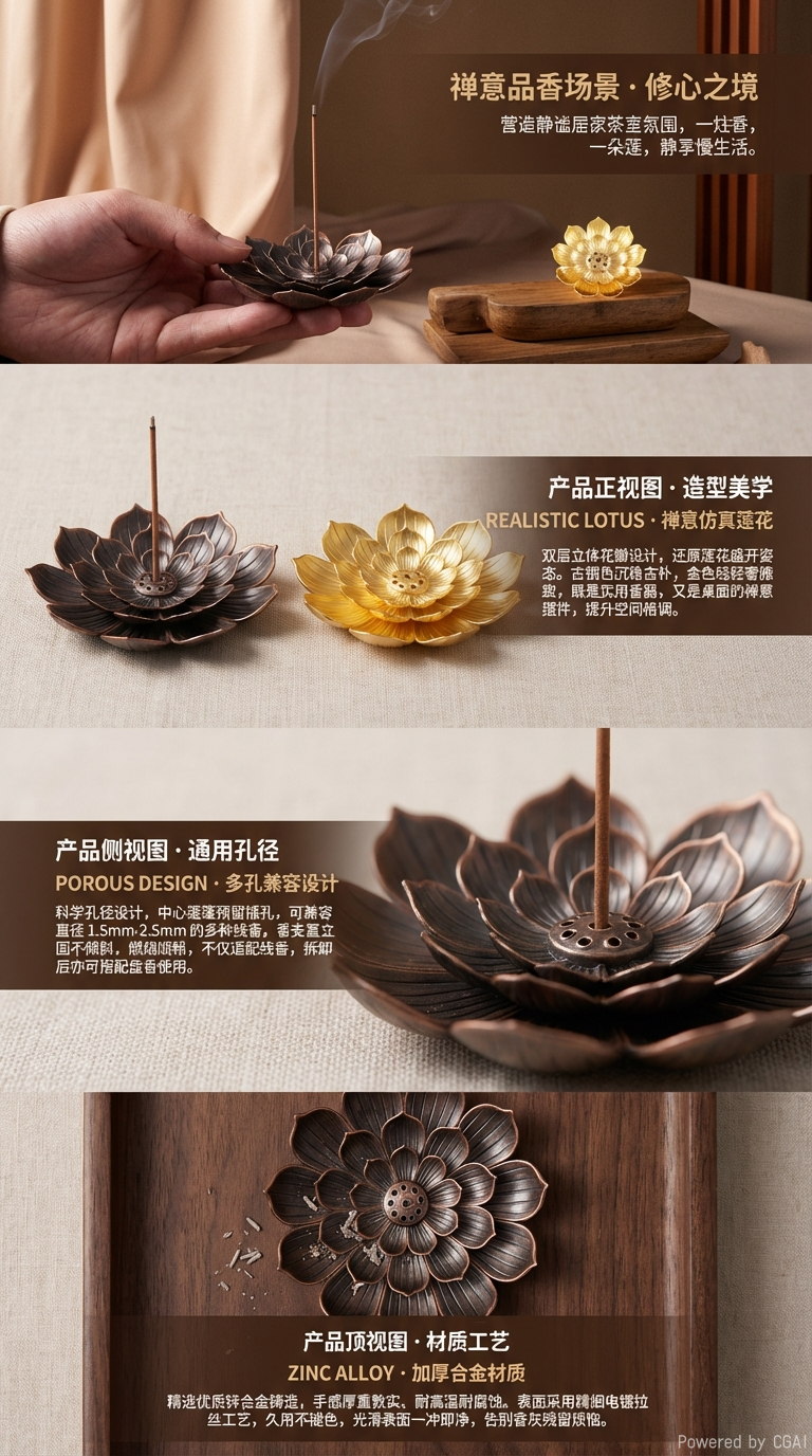 Copper alloy porous lotus flower insert pic 2