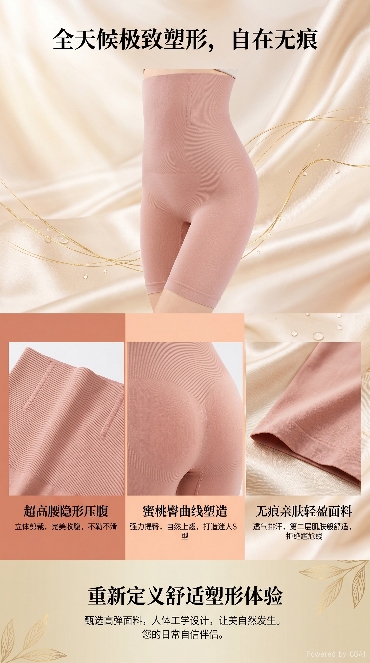 粉色高腰塑身裤臀裤女夏季瑜伽服裤子欧美款塑身效果强详情1