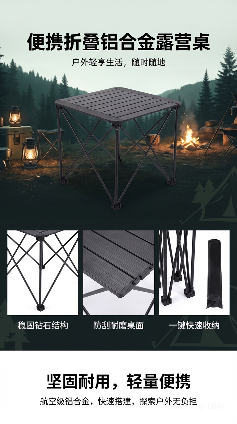 便携式户外折叠桌蛋卷野营桌户外铝制折叠桌户外折叠桌详情1