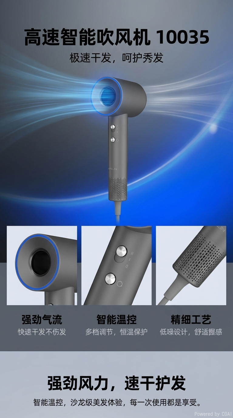 电吹风高速静音大风力护发造型家用便携式大功率详情1