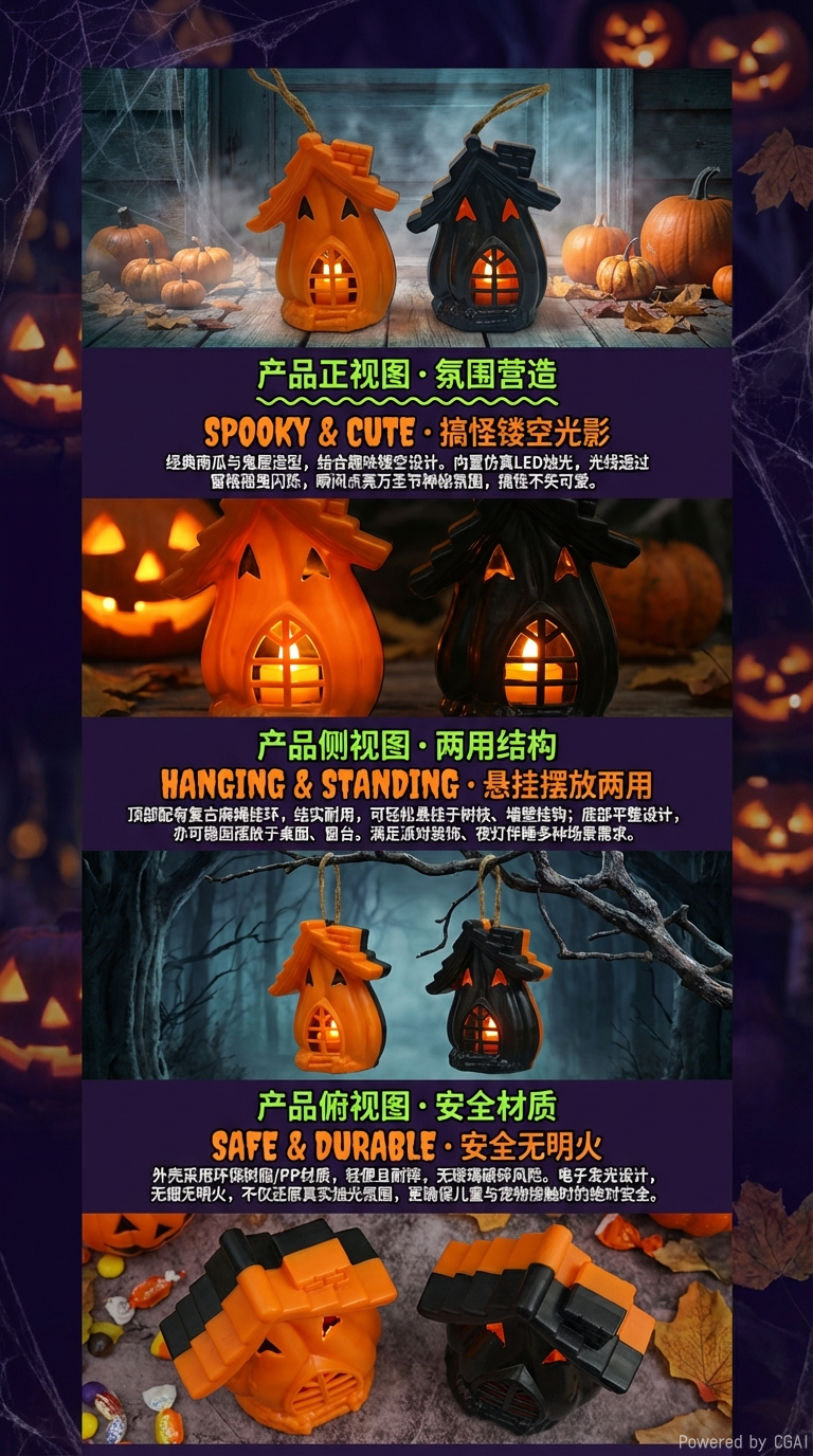 新款万圣节南瓜小房子装饰节日led发光派对布置气氛道具详情2