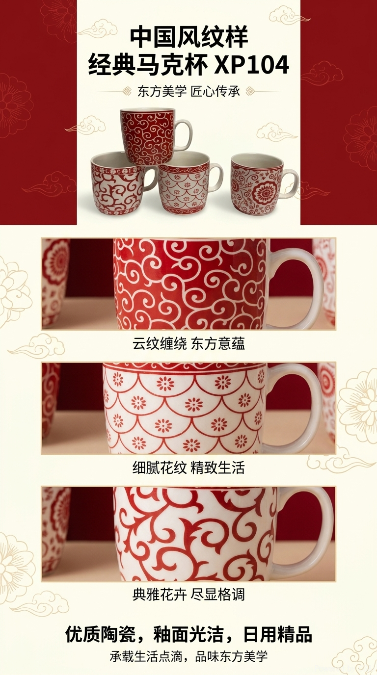 马克杯情侣伴手礼杯子中国风红色经典马克杯详情1
