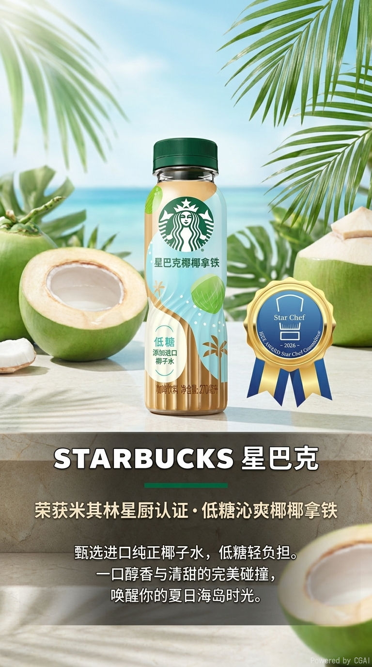 包邮！ 270ml星巴克椰椰拿铁咖啡饮品270ml 即饮冰爽 夏季解暑玻璃饮料瓶详情1