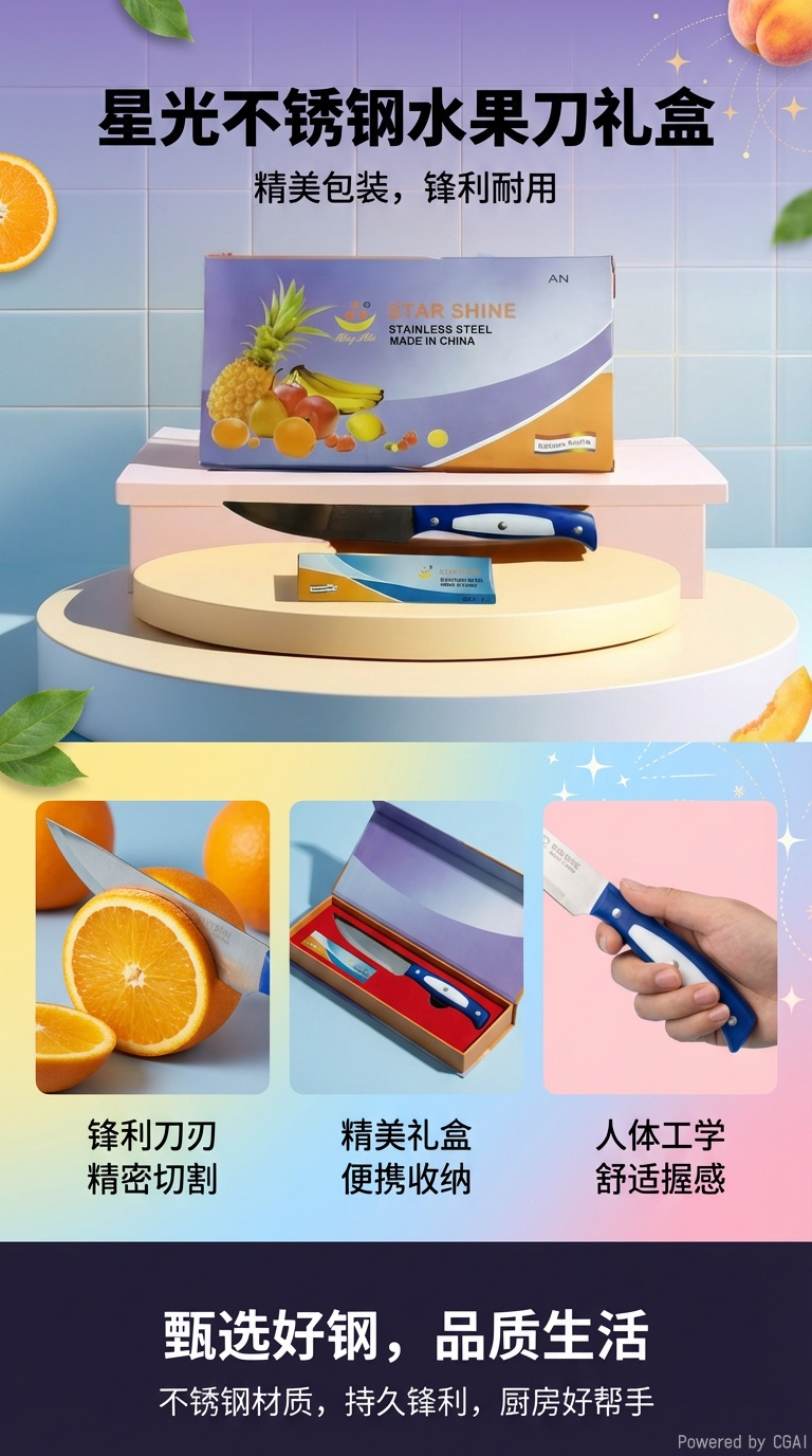 CRJ-5水果刀多功能厨房耐用锋利适用蔬果切割水果刀详情1