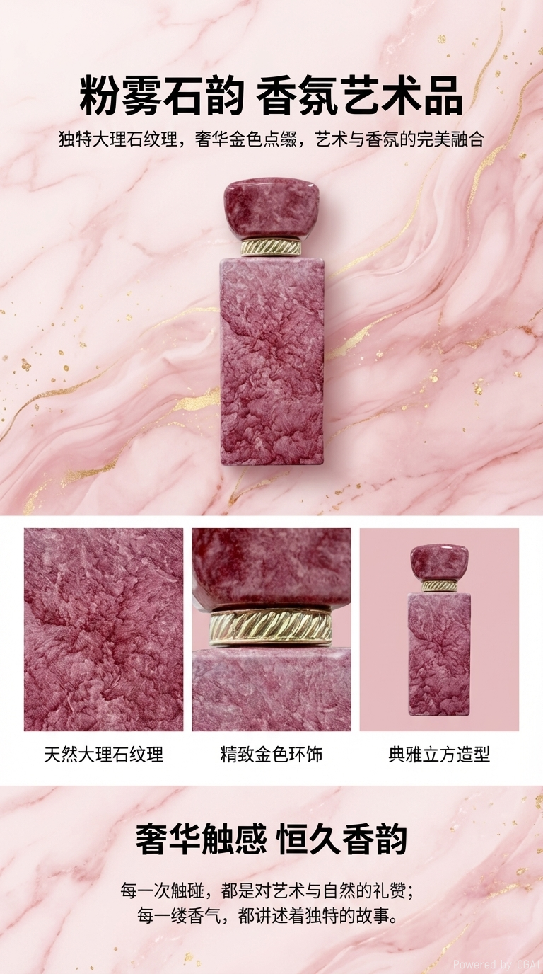 粉色大理石纹理香水瓶优雅香氛瓶家居装饰品详情1