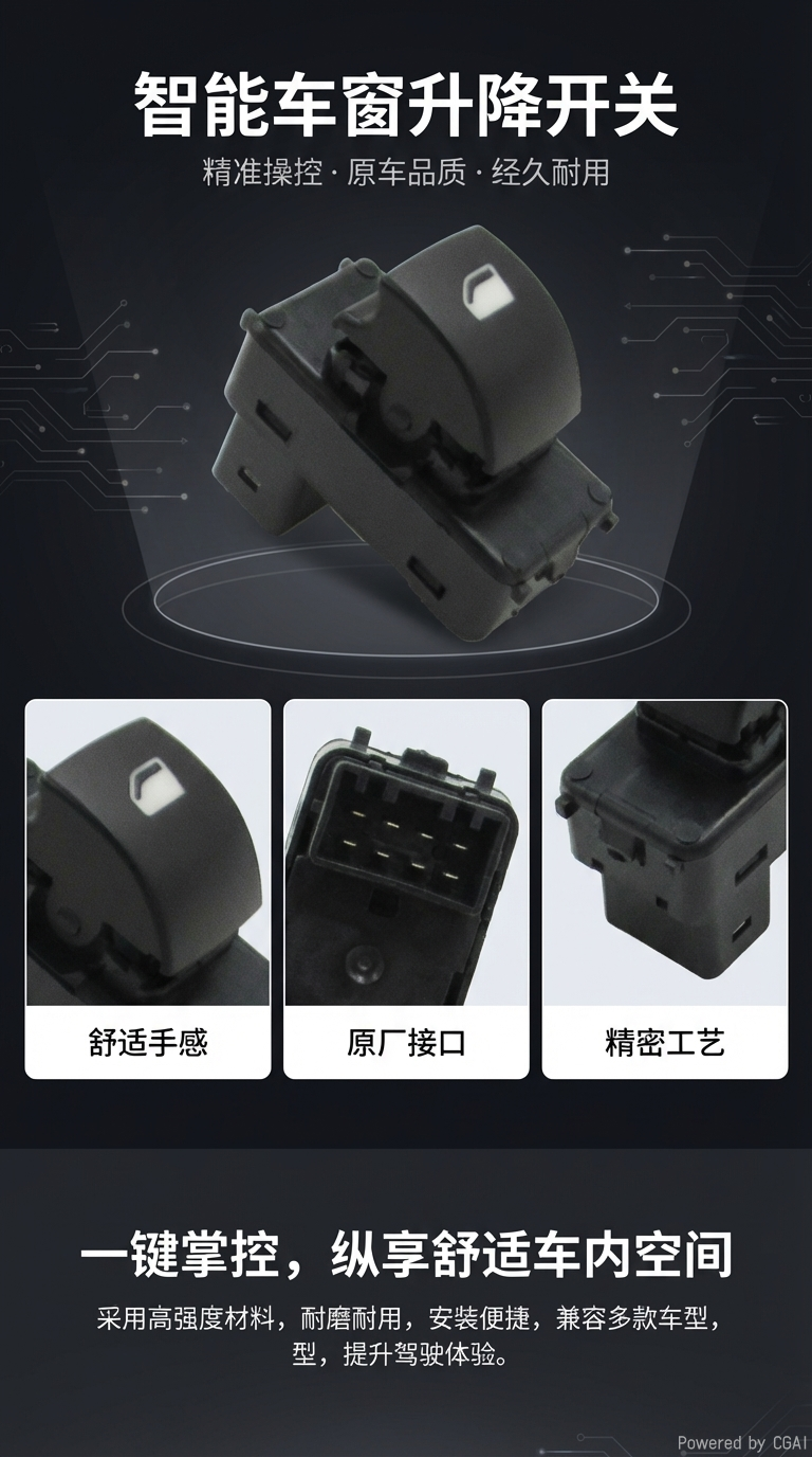 Factory direct sales suitable for Peugeot 207 window lifter switch, Citroen C4 car electric door button 6554.QL pic 1
