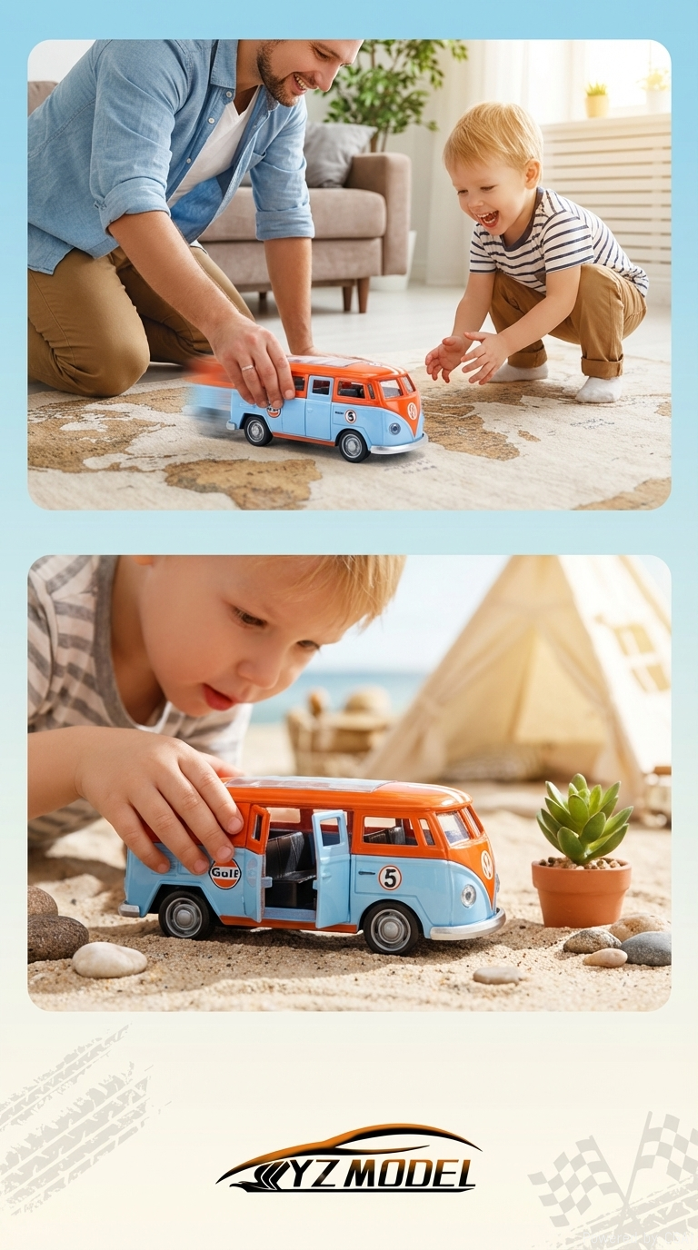 开窗盒1:36开门大众T1巴士海湾石油版合金车模型车详情3