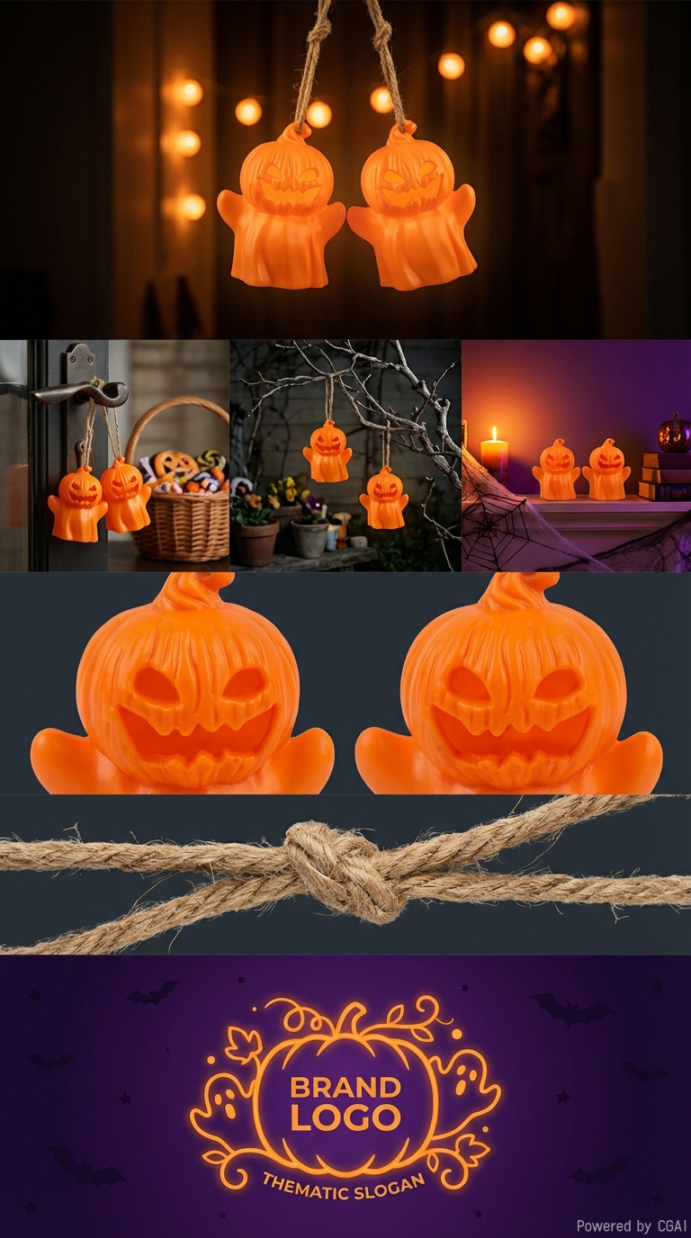 万圣节LED发光南瓜幽灵小夜灯万圣派对装饰详情3