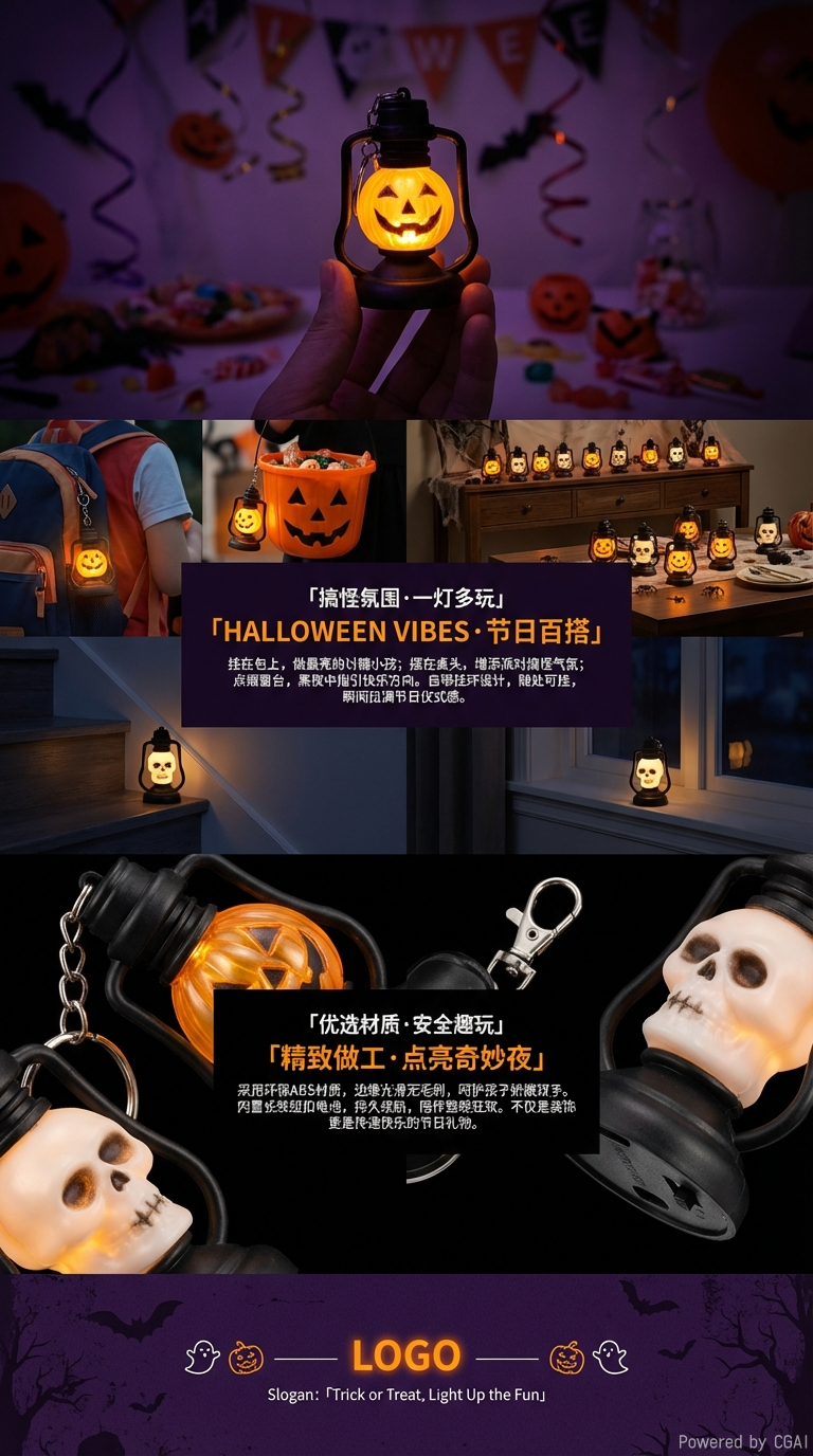 万圣节迷你小提灯节日专属气氛派对发光摆件玩具装饰详情3