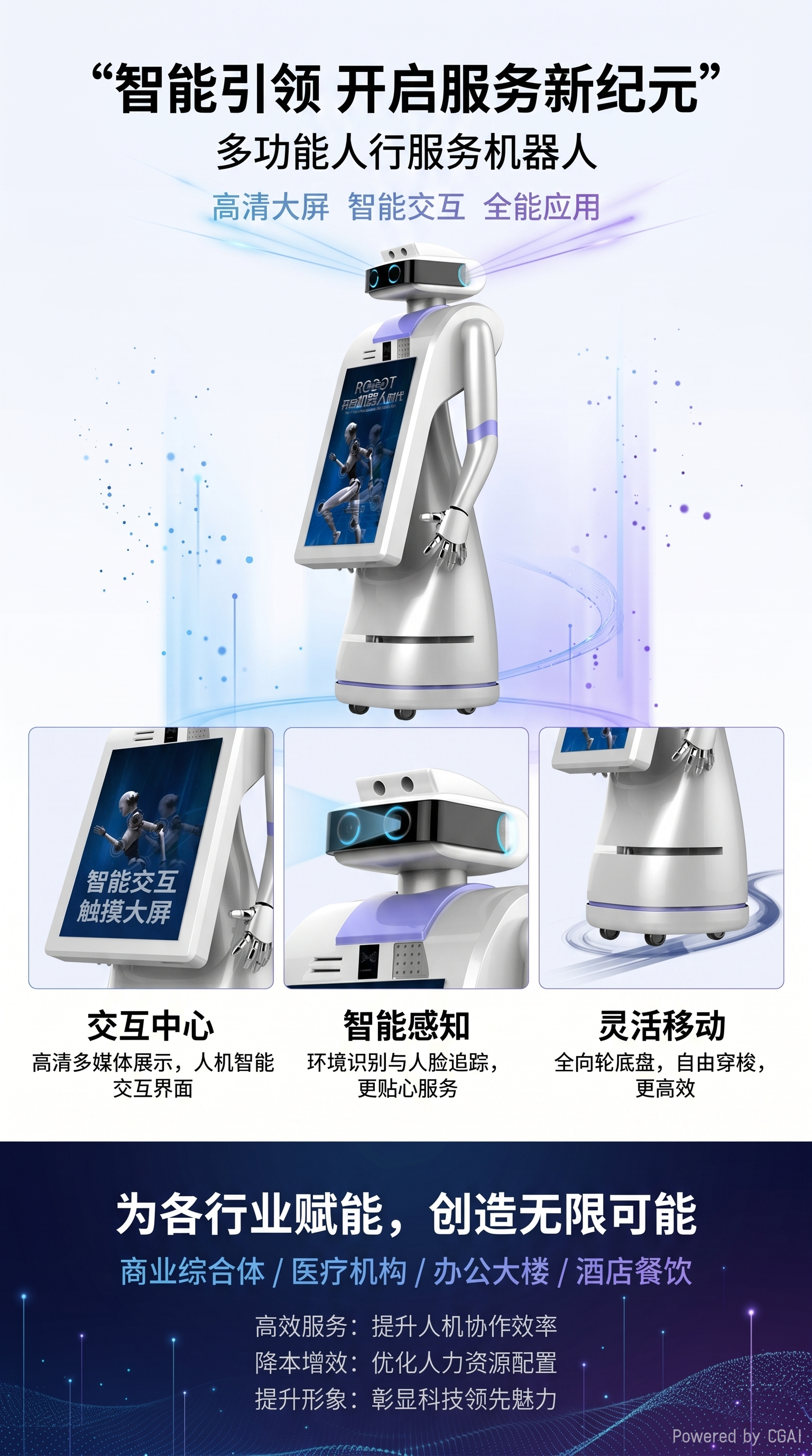 智能讲解接待带领迎宾机器人服务导购航语音对话商用展厅详情1