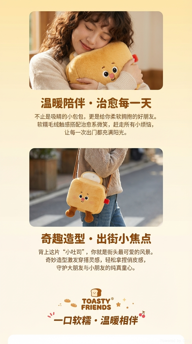 The energetic toast is so cute! Its round and chubby face feels soft and fufu when pinched, which is super stress-relieving. It's a plush toy for educational development pic 3