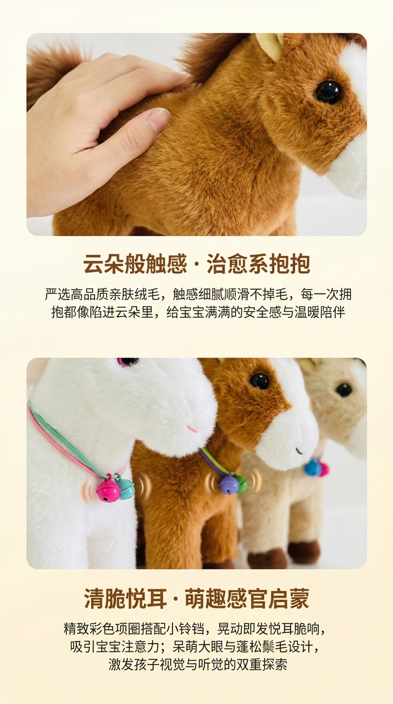 可爱铃铛小马动物公仔毛绒玩具娃娃仿真玩偶生肖摆件儿童生日礼物详情2