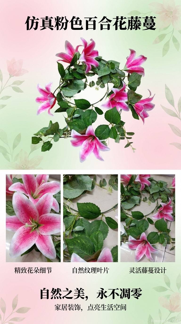 金色系仿真花串花藤吊假花多肉植物装饰家居摆件串花藤吊仿真花假花详情1