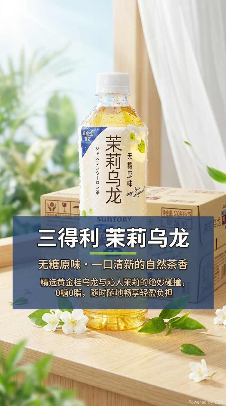 包邮！三得利茉莉/橘皮乌龙茶500ml 休闲食品零食无糖0脂茶饮料详情1