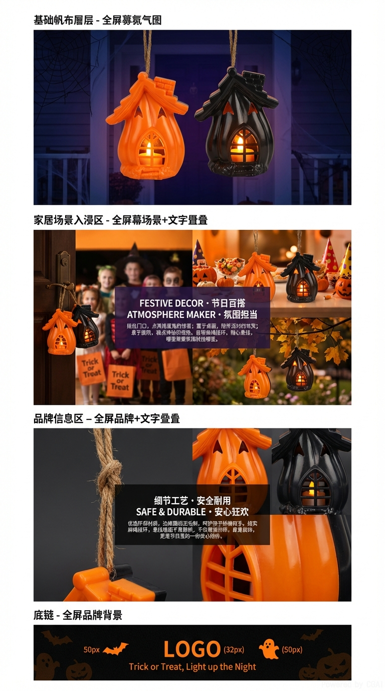 新款万圣节南瓜小房子装饰节日led发光派对布置气氛道具详情3