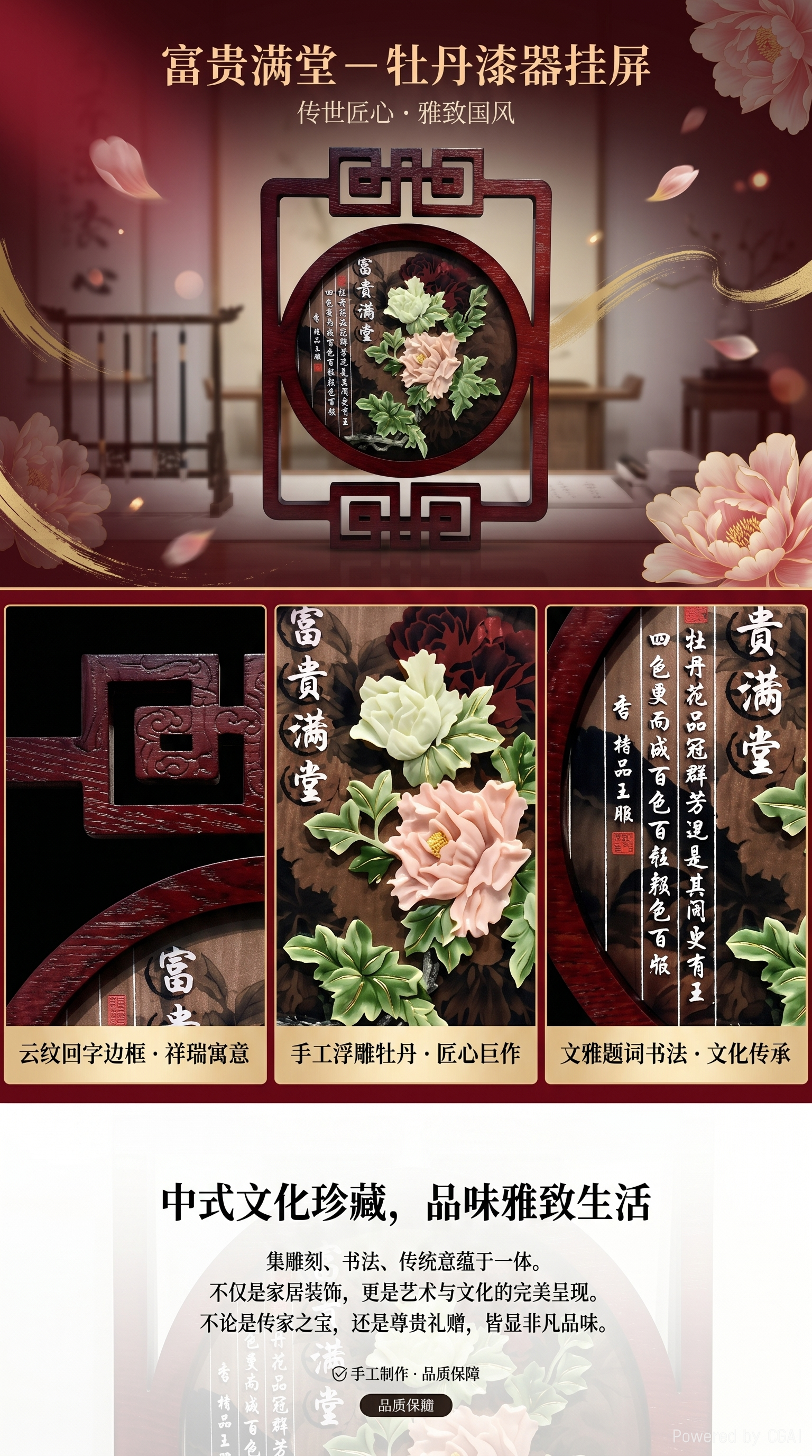 中式木雕挂饰成品传统工艺装饰摆件客厅风水挂件详情1