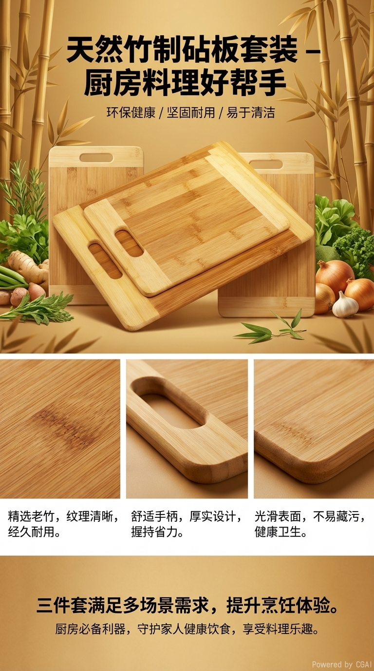 竹木实木竹制菜板抗菌防霉不锈钢砧板家用厨房用品详情1