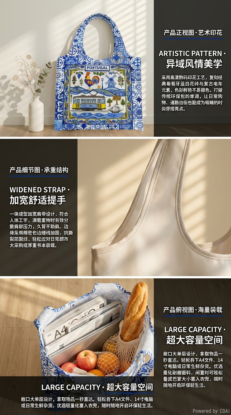 热带植物图案手提袋透明PVC礼品袋塑料袋袋子详情2