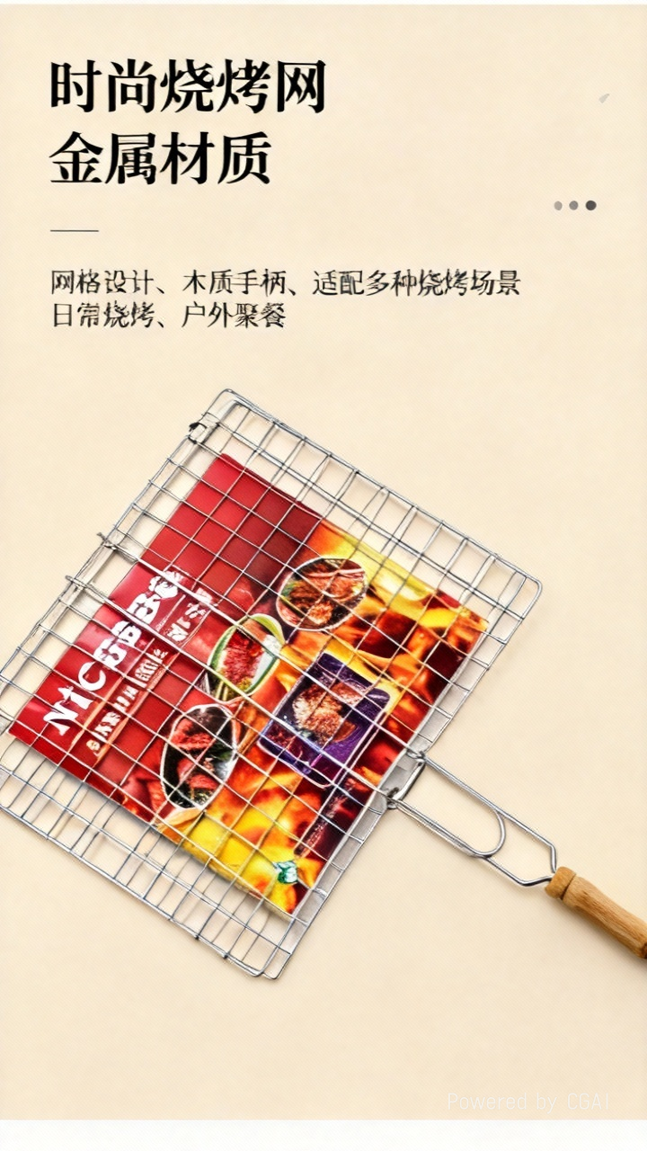 BBQ厂家专供户外用具镀锌圆柄中平板烧烤架详情1