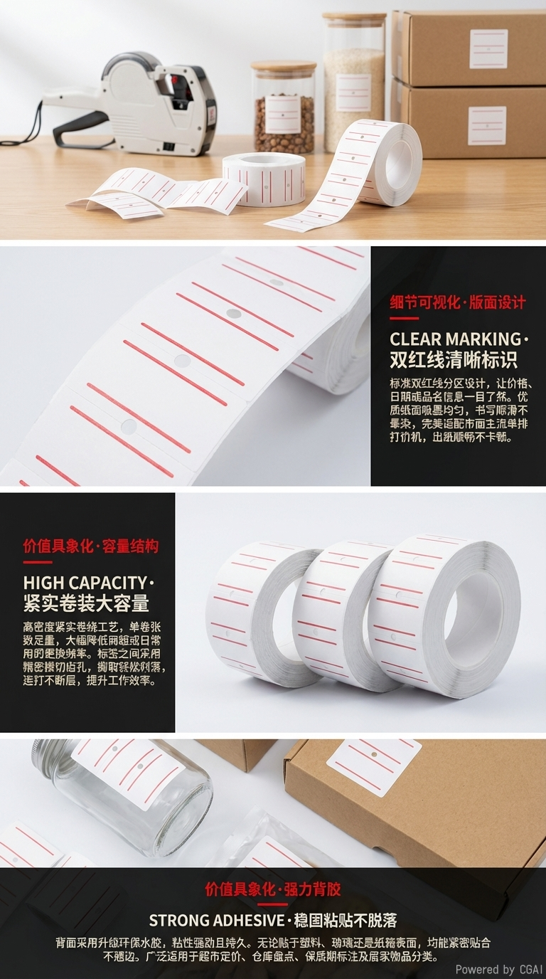21*12mm白色价格纸5500单排打价机纸商品价格标签联发标价纸厂家直销详情2