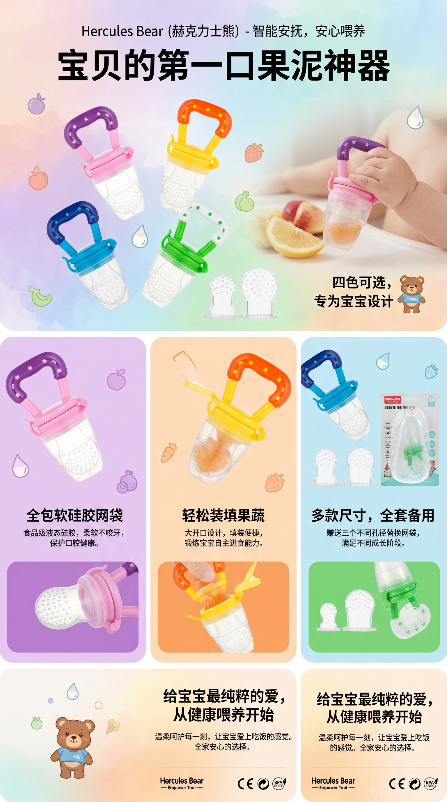 外贸出口宝宝咬咬袋组合套装水果辅食咬袋 婴儿营养果蔬嚼嚼乐152800923详情1