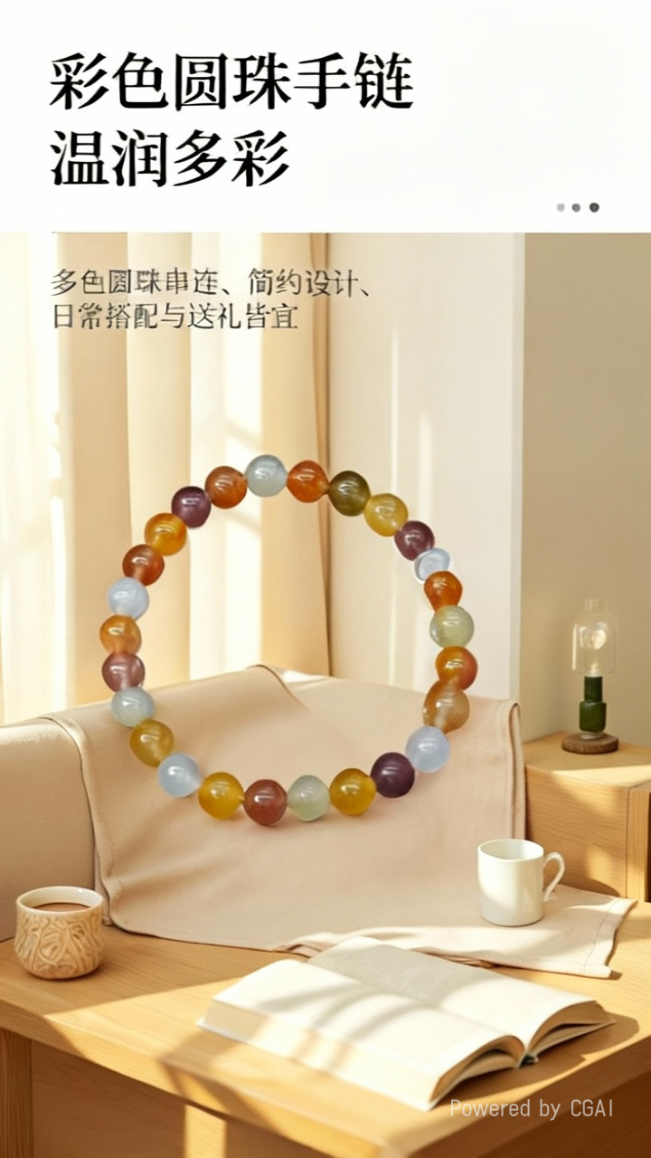 彩兔毛水晶手串详情1