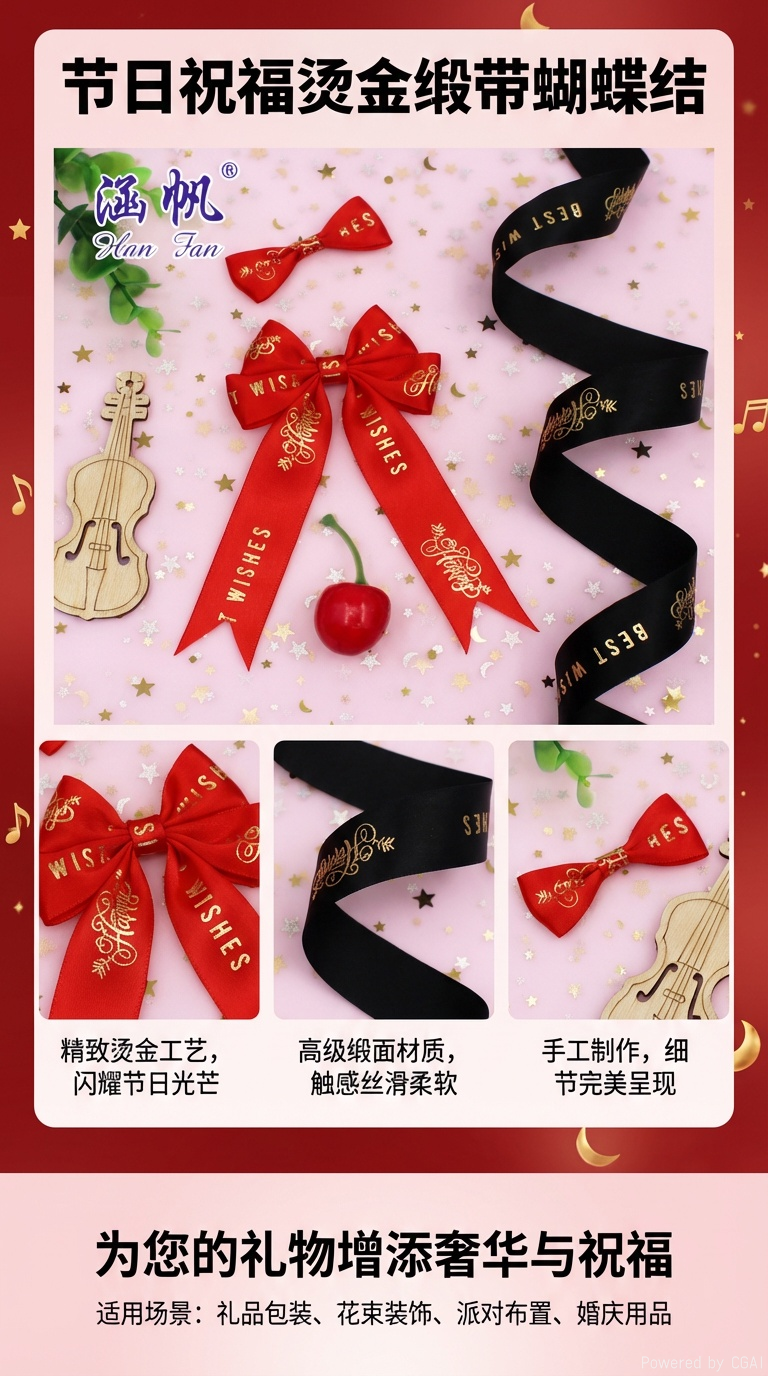 节日装饰红色蝴蝶结丝带中国结挂件对联春节喜庆布置用品详情1