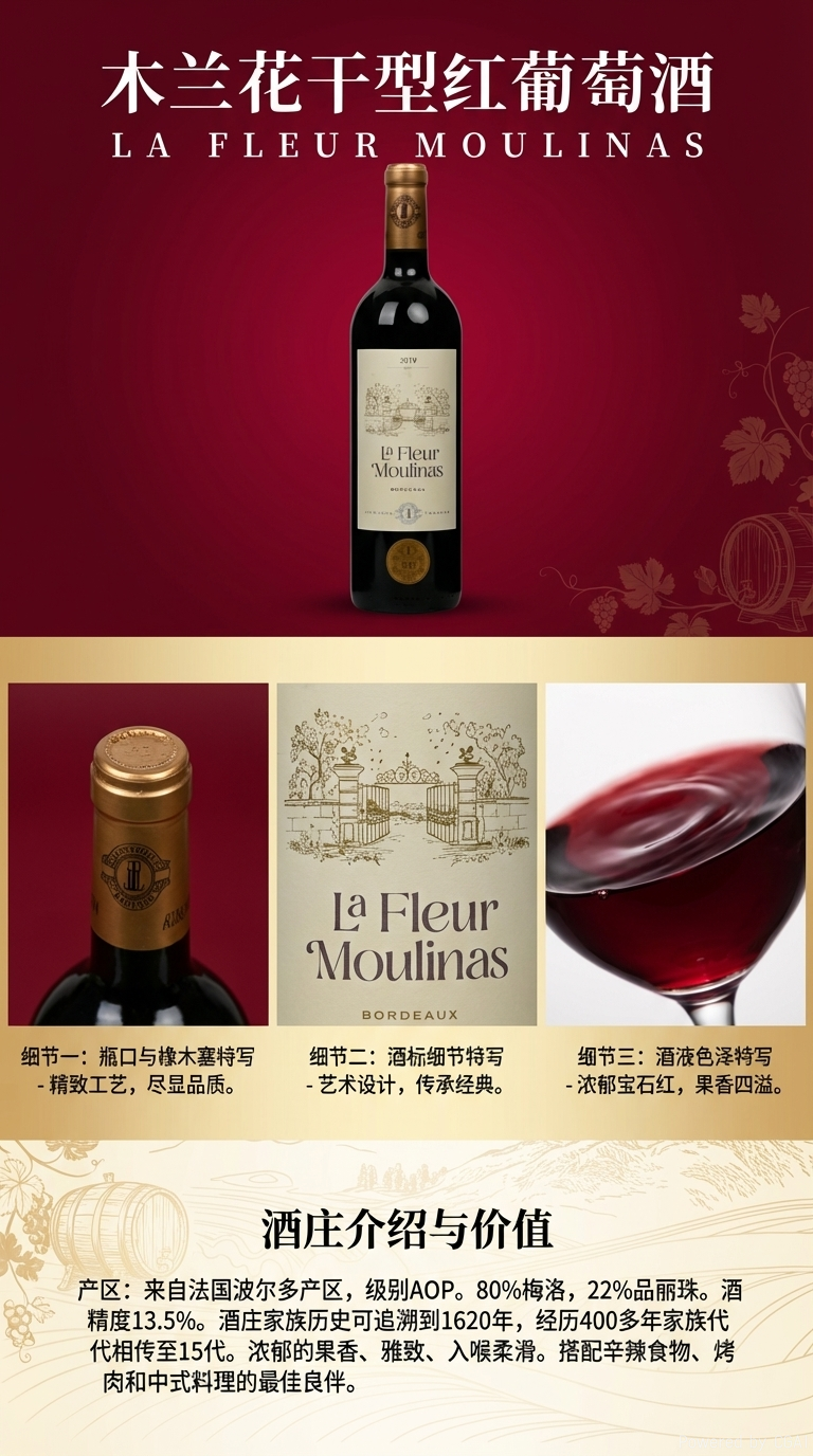 Red wine, dry red wine, 12 degrees, 750ml, rich and mellow, fruity aroma, suitable for home use pic 1