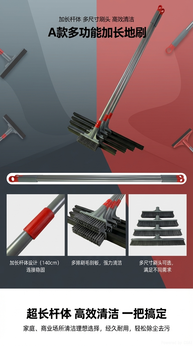 扫把簸箕清洁工具扫帚 直杆刮刷40cm-50CM-60CM-70CM详情1