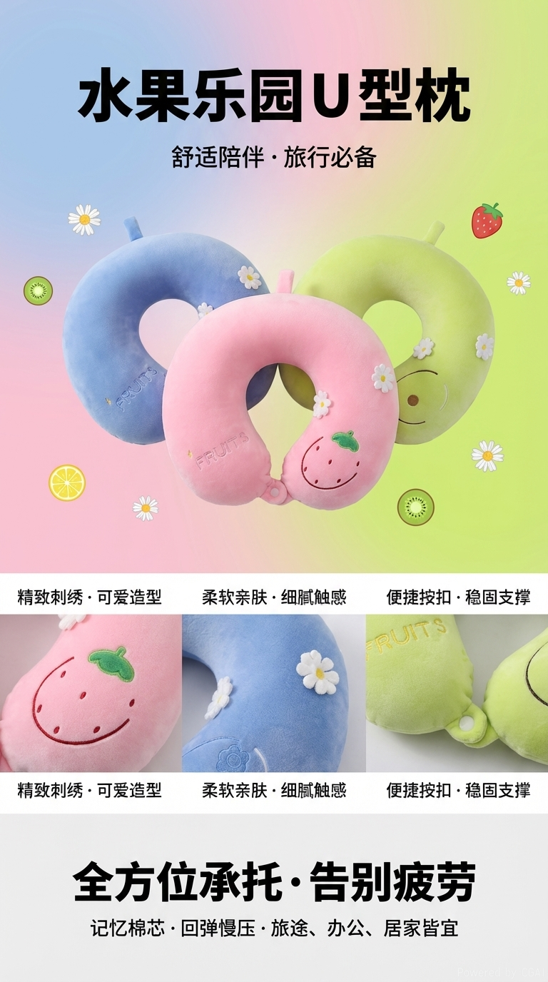 U型枕记忆棉旅行枕舒适透气护颈新款升级款095940124详情1
