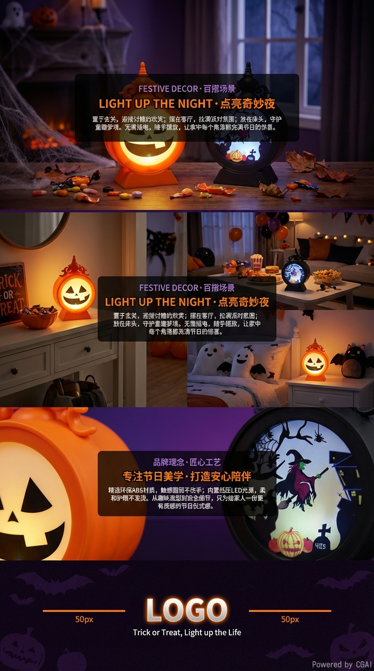 万圣节发光钟型风灯装饰灯万圣提灯节庆布置道具详情3