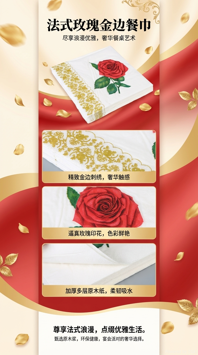厂家直销跨境出口纸巾彩色印花餐巾纸 原生木浆定制印花面巾纸161234318详情1