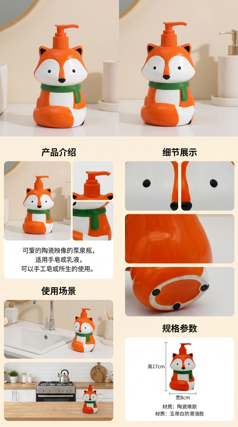 卡通狐狸造型洗手液瓶保湿洗手液卡通洗手液洗手用品详情2