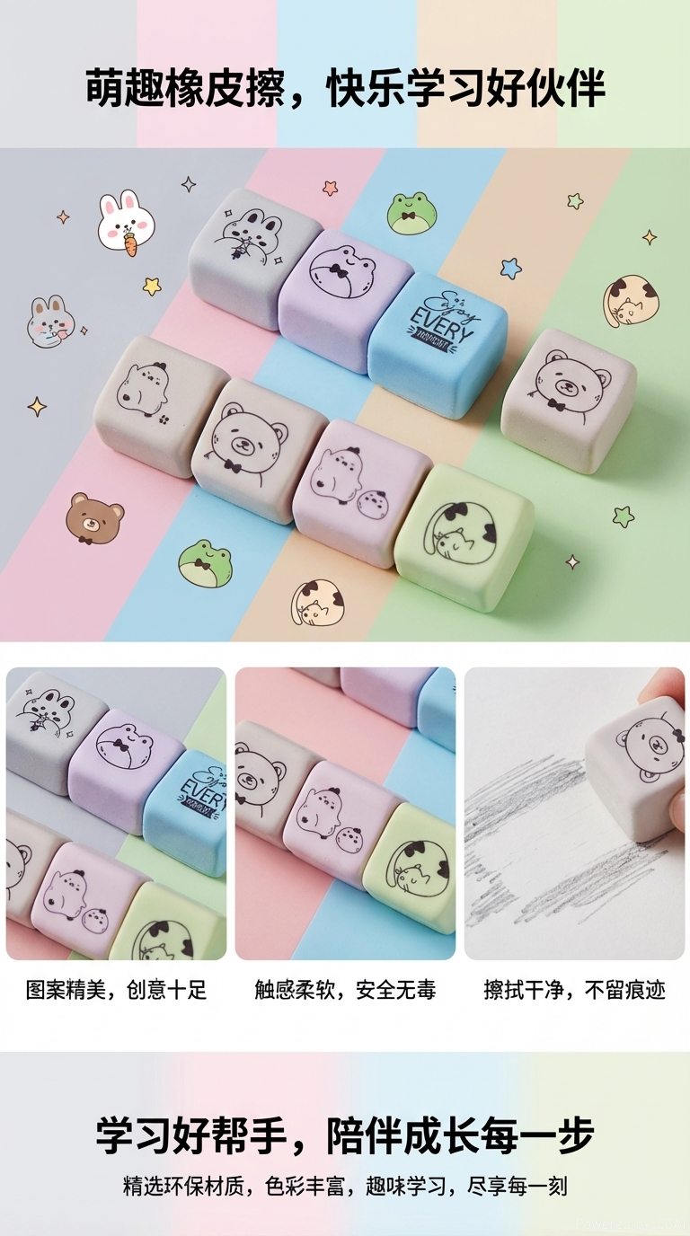小方糖橡皮擦牛奶糖橡皮擦入PP盒橡皮擦少屑不留痕小学生用橡皮擦详情1