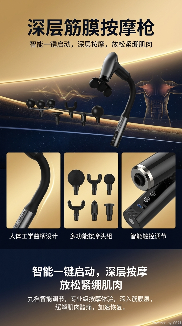 弯钩筋膜枪按摩器肌肉放松健身颈膜震动按摩器电动肩颈按摩枪详情2