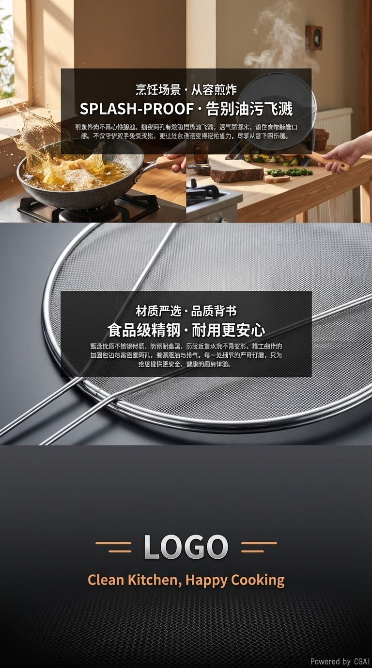 面粉筛锅具筛子家用厨房过滤工具不锈钢筛网厨房家用不锈钢防溅网带手柄过滤网筛防烫挡油隔油网罩油格批发详情3