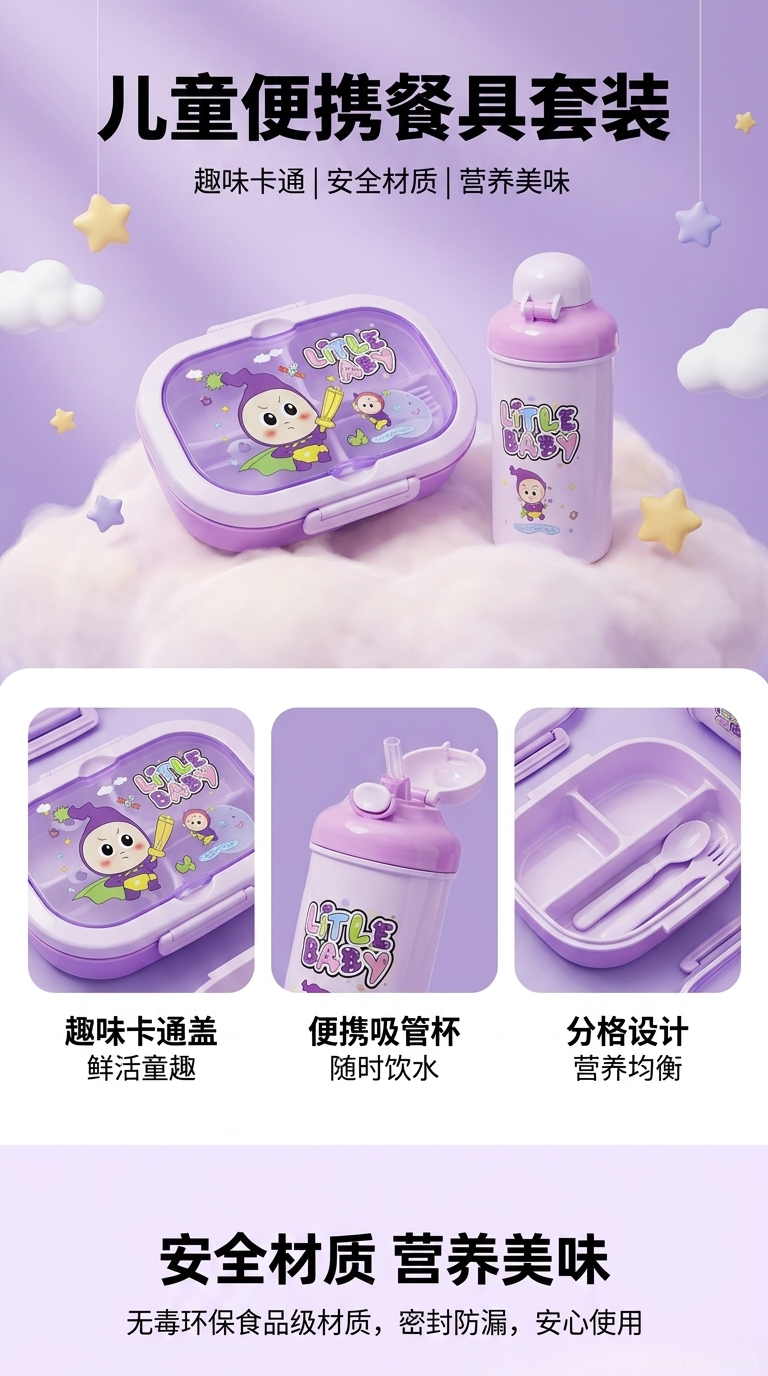 Caja de almuerzo de dibujos animados púrpura juego de taza de agua cubo de estantería tazas hervidor de agua fría taza de cepillado taza de enjuague soporte de cubo de agua pic 1