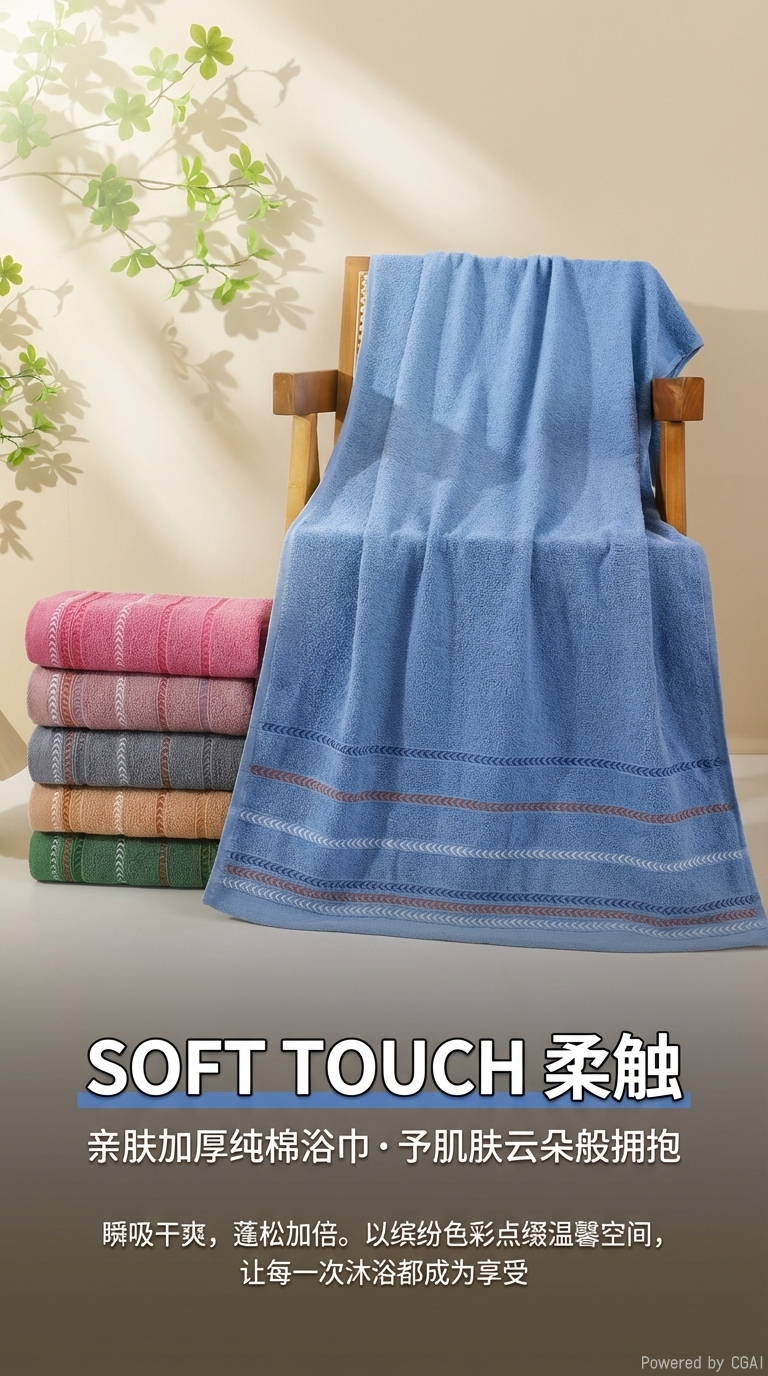 70*140cm大尺寸浴巾 柔软吸水不掉毛 家用速干男女通用 亲肤加厚浴巾 爆款推荐详情1