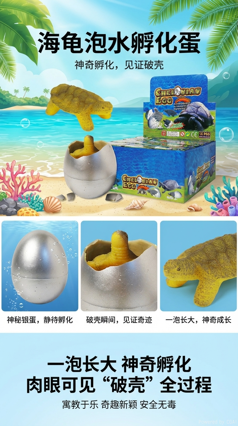 2025新款海龟泡水孵化蛋玩具男孩创意礼物仿真动物盲盒奖励详情1