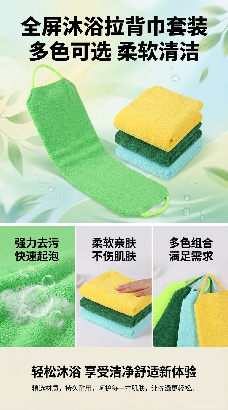 卡通沐浴花木柄洗澡神器浴擦搓澡巾浴刷180g去角质清爽肌肤详情1
