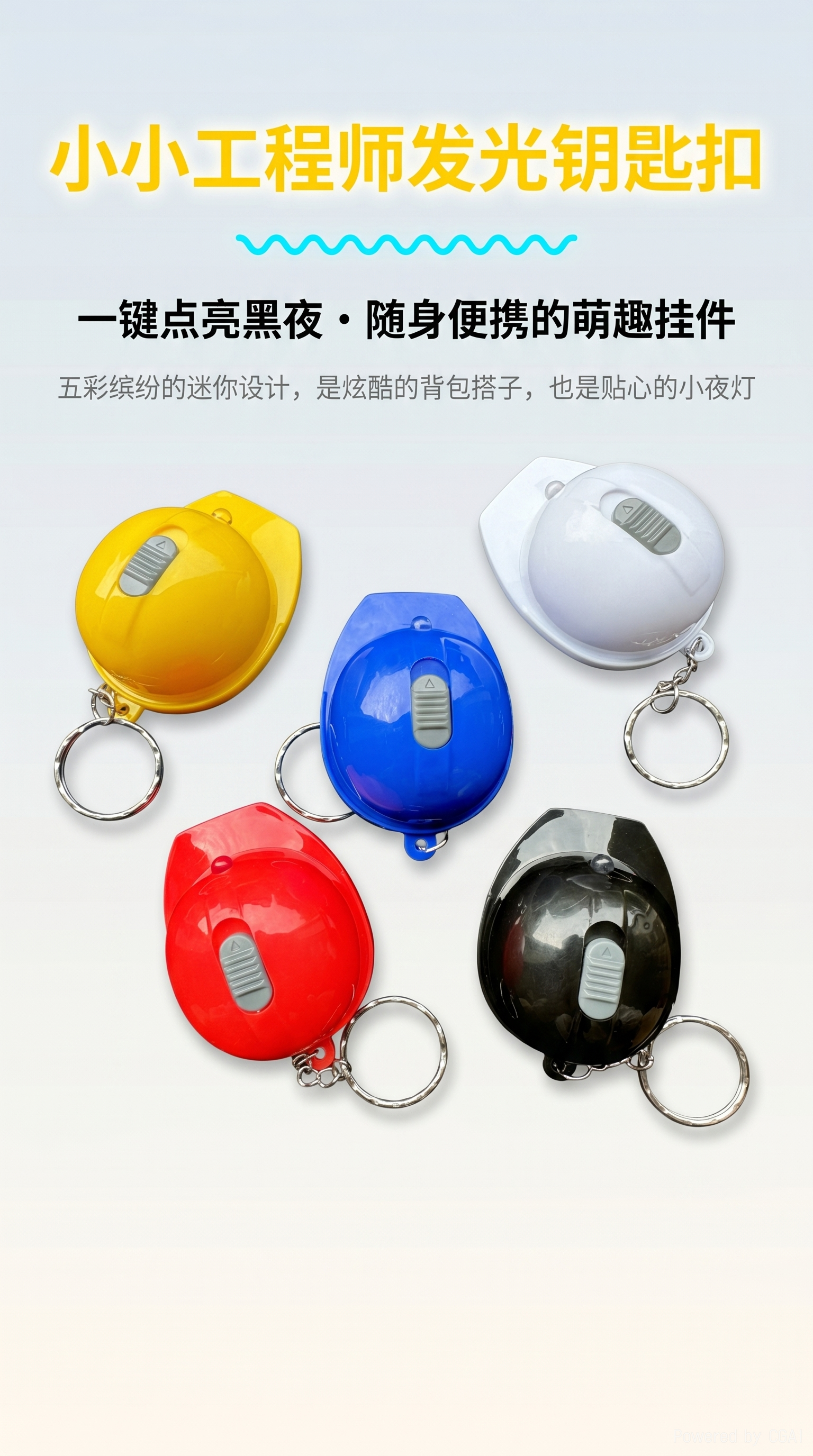 Luminous toy bottle opener, safety helmet, white light keychain lamp, small pendant, small gift event, factory direct sales, Gao Gao electronic toys 222222222222222 pic 1