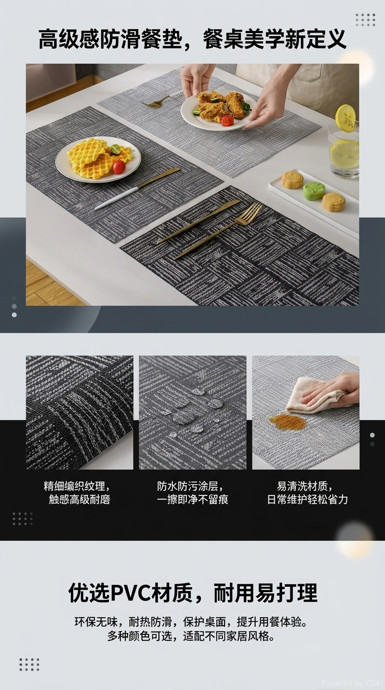 圣诞创意隔热餐垫杯垫PVC材质防烫保护垫居家实用新品详情1