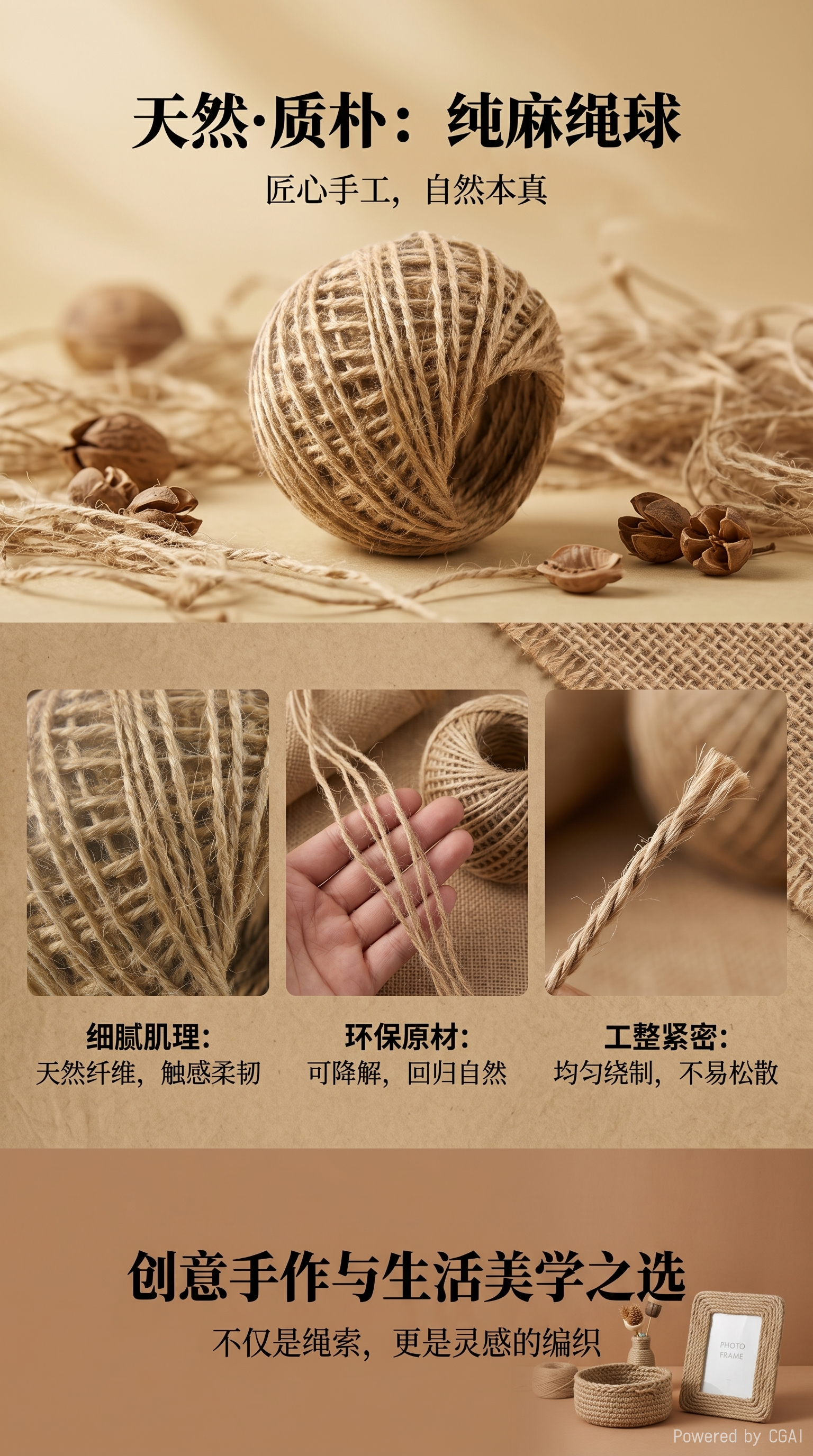 30米两股麻绳 幼儿园DIY照片墙用手工黄麻单股编织绳吊牌绳批发详情1