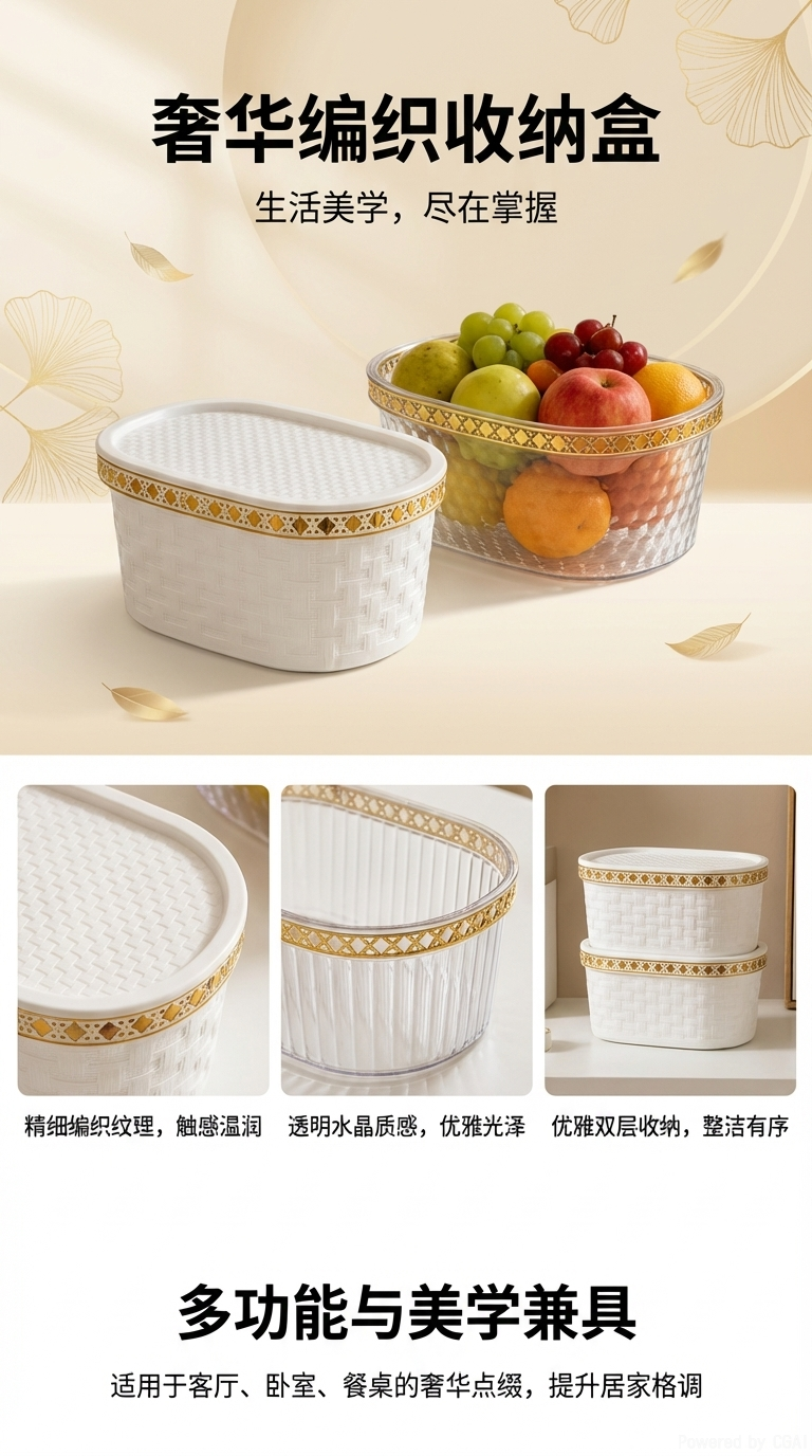食品收纳盒收纳篮家居收纳精美日用百货外贸跨境批发大号小号可选详情1