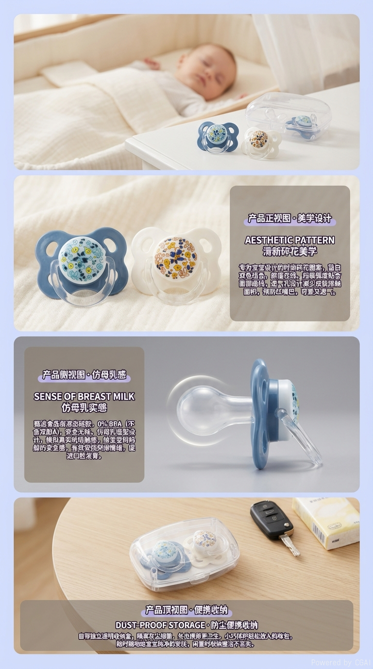 CHAIN PACIFIER baby pacifier, baby products, bottle accessories, soft, anti-choking, safe and comfortable pic 2