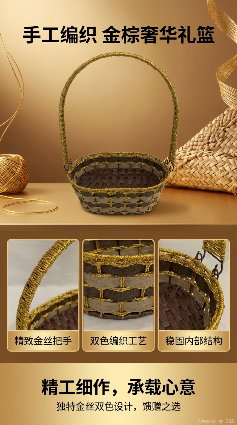 收纳篮子纸绳编织收纳盒水果篮编织篮子收纳筐商超包装礼品篮伴手礼篮详情1